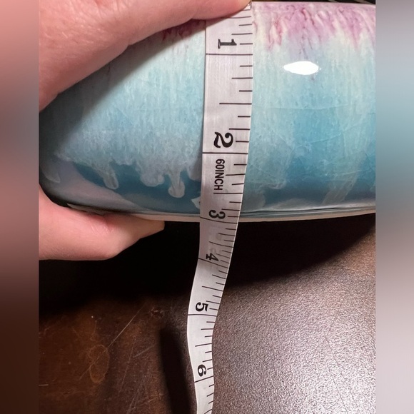 Vintage Robinson Ransbottom Blue/Pink Oval Planter Roseville MCM Drip - Picture 8 of 8